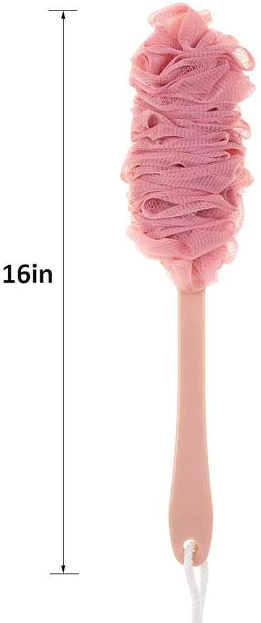 Back Scrubber for Shower,Loofah Long Handle Bath Body Brush,Soft Nylon Mesh Sponge for Shower,Loofah On a Stick for Men Women,Exfoliating Scrub Cleaning Luffa for Elderl(3Pack-Mix)