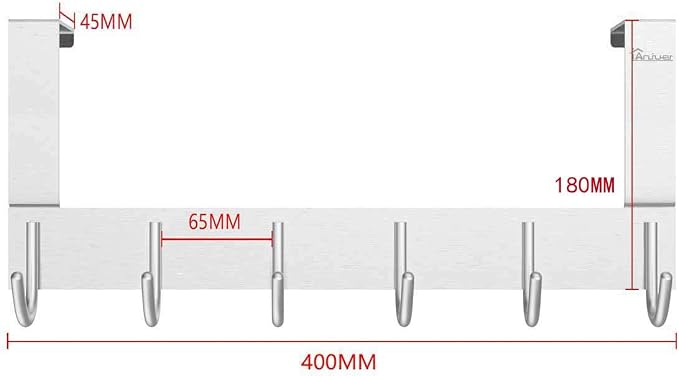 Over The Door Towel Rack Hook Holders Organizer, Metal Coat Hanger 6 Hooks Over Door Hanger
