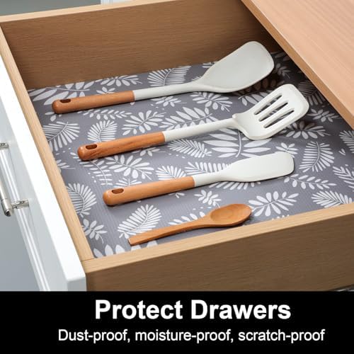 Cooyes Shelf and Drawer Liners for Kitchen Cabinets, Non Adhesive Cabinet Liner, EVA Waterproof Durable Non-Slip Drawer Mats for Shelves, Refrigerator, Storage, Desks（11.8" W x 360" L）