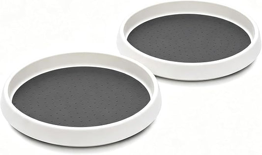 P PRETIRENO Lazy Susan Turntable Organizer, 10 Inch 360° Rotating Tray for Kitchen Cabinet, Pantry, Countertop, Fridge - Non-Skid Spice Rack Storage for Bathroom, Vanity, Makeup