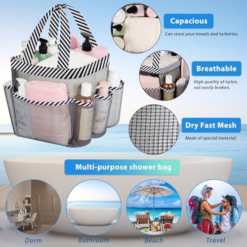 Mesh Shower Caddy Portable - 9 Pockets for College Dorm Room Essential