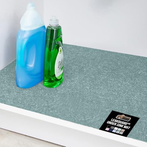 GORILLA GRIP LeakGuard Under Sink Mat for Kitchen Cabinet, 24x50 Spa Blue
