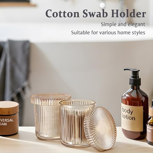 Hipiwe Glass Apothecary Jars with Lid 2Pcs Cotton Ball and Swab Organizer