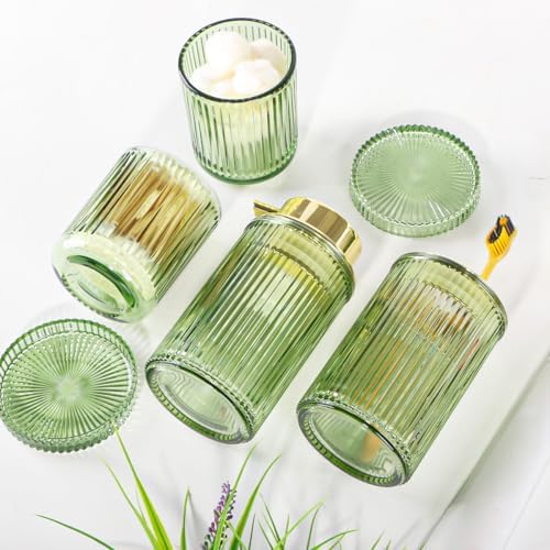 4pcs Green Glass Bathroom Accessories Set