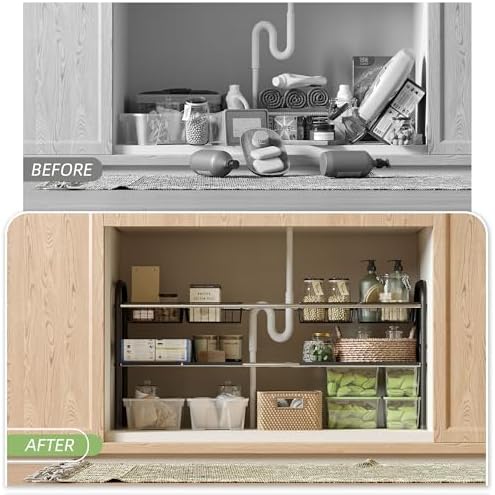 Under Sink Organizers and Storage,Expandable under cabinet organizer Shelf