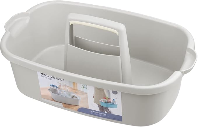 Large Cleaning Supplies Caddy Portable Shower Basket Supply Organizer with Handle Plastic Bucket Tool Storage for Bathroom, Bedroom, Kitchen, College Dorm, Garden, Light Gray 2 Pack