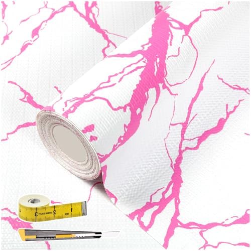 Pink Marble Pattern Shelf Liner, Non-Adhesive Non-Slip Thickened