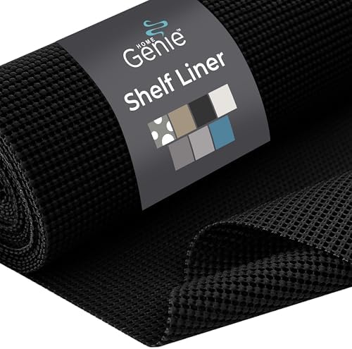 HOME GENIE Shelf Drawer and Cabinet Liner, Non Adhesive, 20x20 Pitch Black