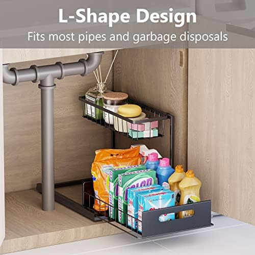 Ceetug Slide Out Under Sink Organizers and Storage, Black, 1 Pack