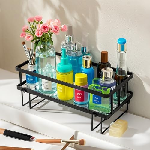 PowerKing Over The Toilet Storage Shelf, 1-Tier Bathroom Organizer, Black