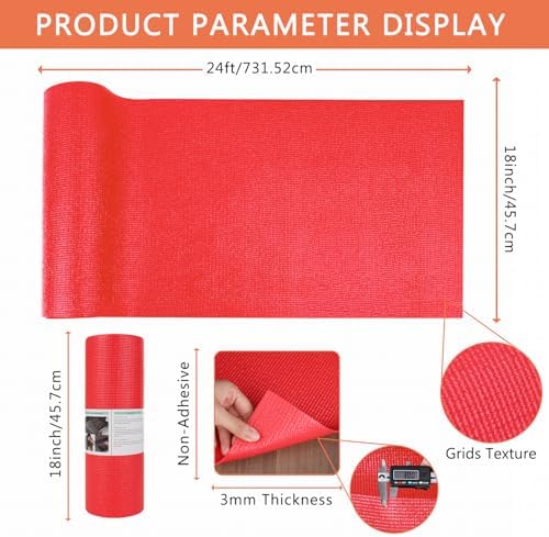 Foam Toolbox Liner Drawer Liner, Non-Slip Shelf Liners 18" W x 288" L Red