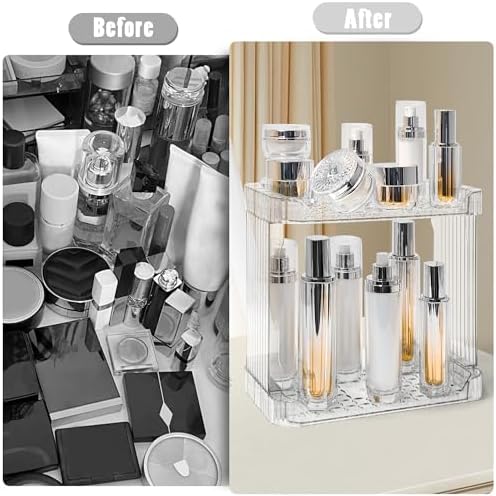 Bathroom Counter Organizer Cosmetics Skincare Organizers-2 Tier-Clear