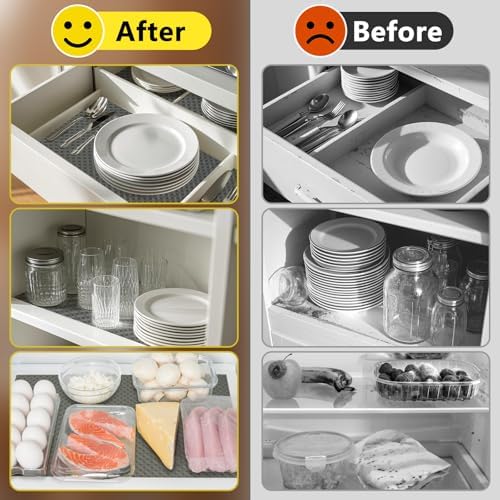Refrigerator Liner, Waterproof Shelf and Drawer Liners for Kitchen Cabinet