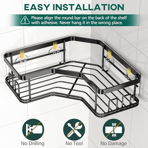 MAXIFFE Corner Shower Caddy (Black XL - 5 Pack)