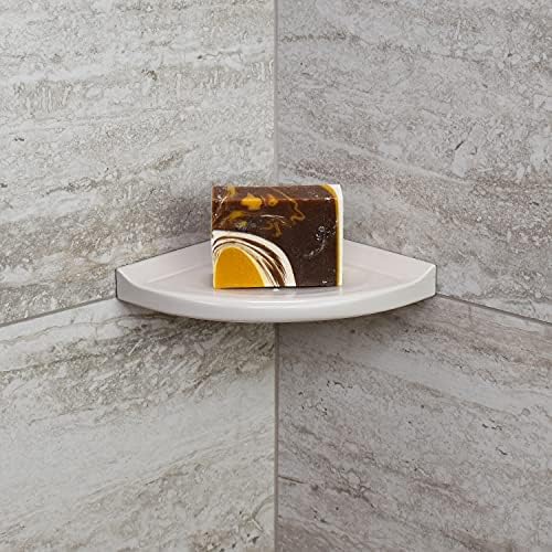 Questech 5" Shower Soap Dish Shelf for Inside Shower, Lugged for New Construction, Bath Organizer for Tiled Walls, Corner Soap Holder, Metro Lugged, Gray Polished