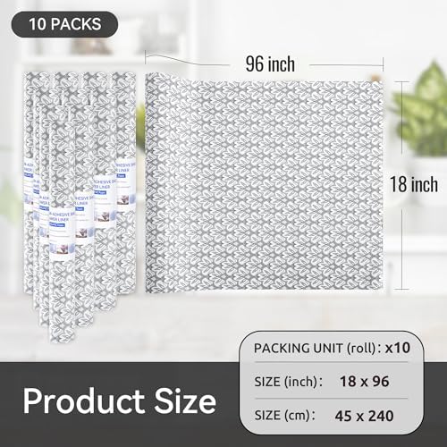 FIFTY FEET 18"x96" Non-Adhesive Shelf Liner for Kitchen Cabinets and Drawers, Washable Non-Slip PVC Cabinet Liner (Black Floral)(10 Roll)