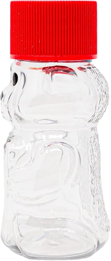 2 Ounce Honey Bears with Sealable Red Screw Top Lid - 24 Pack (2 oz. Bear, 24pk, Red)