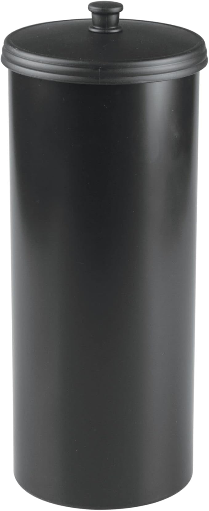 iDesign Freestanding Bathroom Toilet Paper Storage Holder, Matte Black | With Lid, For 3 Extra Rolls