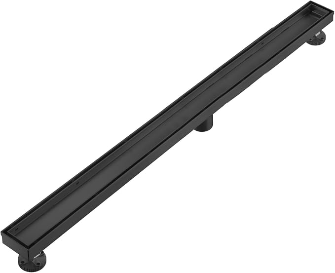 AVSIILE Linear Shower Floor Drain, Black 54 Inch 304 Stainless Steel Bathroom Drains Kit, Rectangular Shower Trench Drain with Reversable Tile-in Pattern Drain Cover & Hair Catcher
