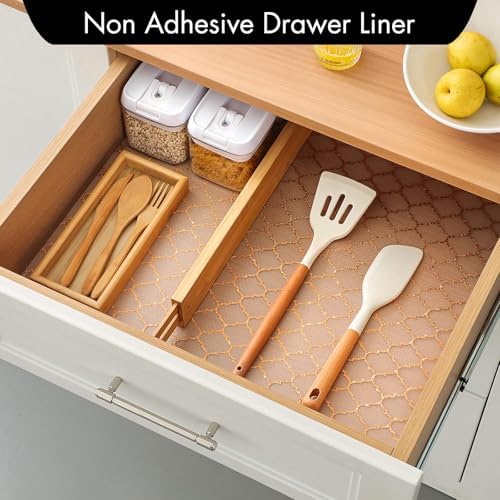 Cooyes Shelf and Drawer Liners for Kitchen, Non Adhesive Cabinet Liner
