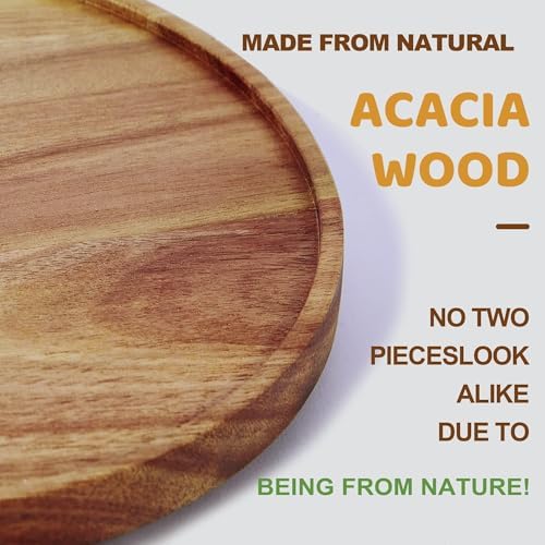 [ 2 Pack ] 12-inch Acacia Wood Lazy Susan Organizers,Turntable for Cabinet