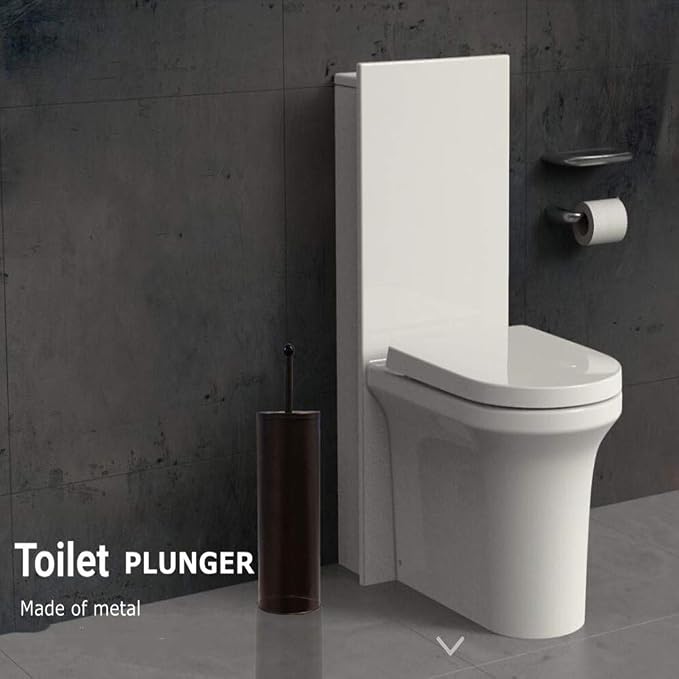 Bronze Toilet Plunger with Holder for Bathroom Metal Canister Holder Drip Cup, Heavy Duty, Deep Cleaning,Quick Dry Bronze