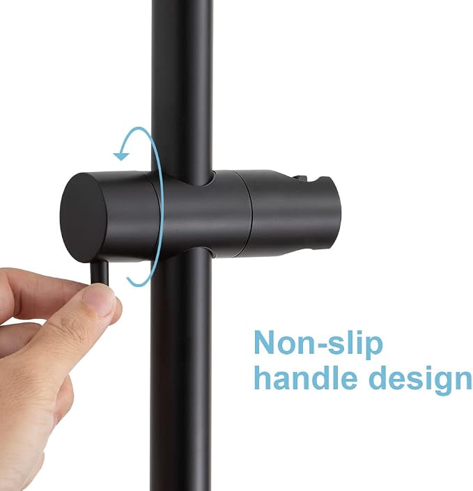 OFFO Shower Slide Bar 28 in Adjustable Installation Distance 19-27 in with 360° Adjustable Handheld Shower Head Holder for Bathroom, Screw Wall Mounted, Matte Black