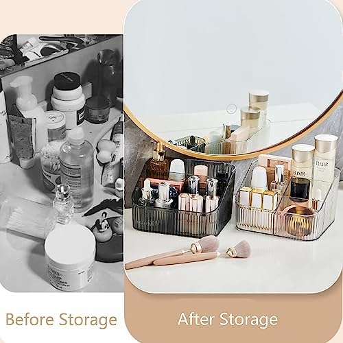 Makeup Organizer Cosmetics Storage Box, Large Capacity Make Up Brush Holder Organizer Vanity Accessories, Bathroom Countertops, Desk Storage Container, Cosmetic Display cases(Green-L)