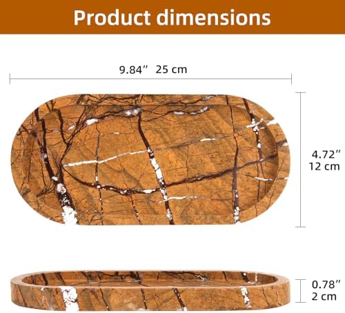 Natural Marble Tray Oval, Rainforest Brown, 10 x 5 x 0.6