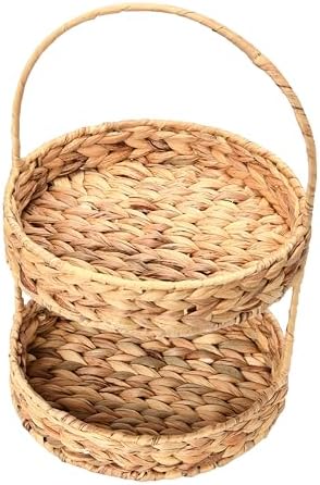 Household Essentials Water Hyacinth 2-Tier Tray, Natural