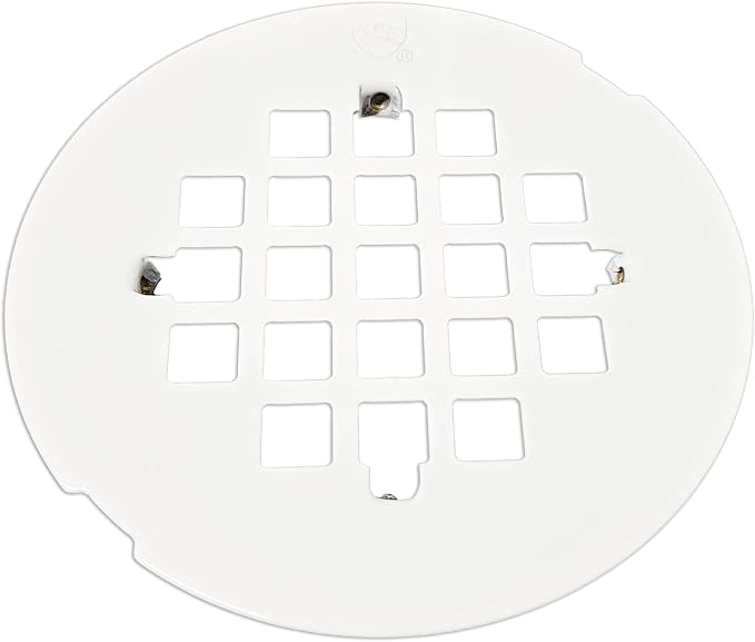 Westbrass D319-2-50 4-1/4" OD Casper Style Brass Snap-in Shower Strainer Grid Drain Cover, Powder Coat White (2-Pack)
