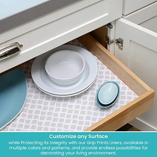 Con-Tact Brand Grip Prints Shelf Liner, Non-Adhesive Durable Liners, Slip-Resistant Drawer and Cabinet Covering, 18" x 8', Talisman Pale Gray, Pack of 1 Roll