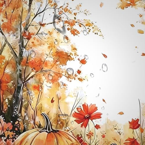 NBVKO Fall Thanksgiving Day Shower Curtain Sets，Autumn Pumpkin Bathroom Shower Curtain with Non-Slip Rug Toilet Lid Cover Bath Mat 12 Hooks，Maple Forest Bathroom Decor Set