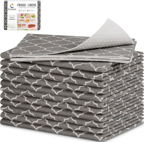 Cooyes 2 in 1 Refrigerator Liners & Fresh mats for Fridge Drawer and Glass Shelves, Absorbent Fridge Liners Washable, BPAfree Cloth Shelf Paper - Keep Produce Fresh Longer