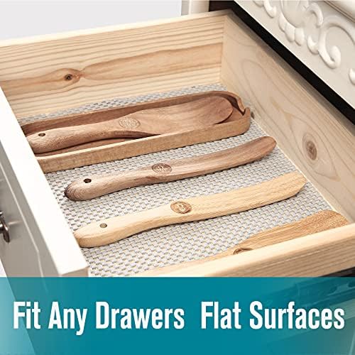 Shelf and Drawer Liner, Non-Adhesive Non Slip and Grip Durable Clean Pad Full Size 17.7 Inches x 20 Feet for Drawers, Shelves, Cabinets, Storage, Kitchen, Desks, Kitchenware, Tableware, Light Gray