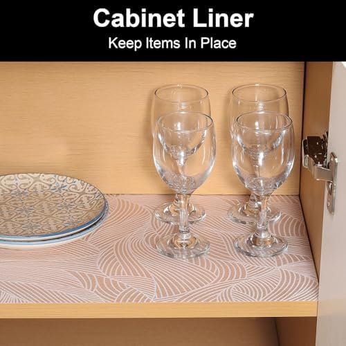 Cooyes Shelf Liners for Kitchen Cabinets, Refrigerator Liners Waterproof & Oil-Proof Kitchen Cupboard Liner Drawer Mats EVA Material Non Adhesive Fridge Liner for Shelves（17.5" W x 360" L）