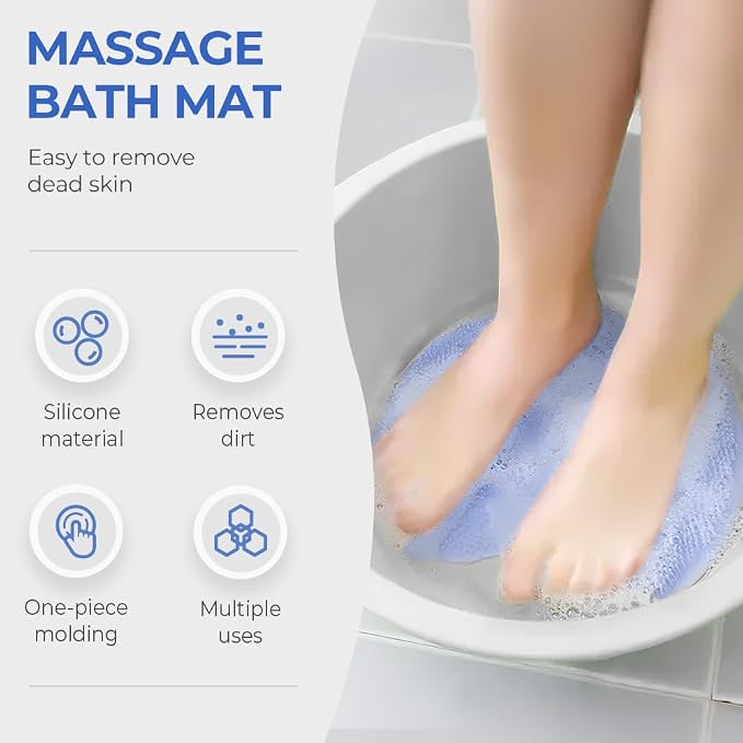 Silicone Shower Foot Scrubber Mat,2025 New Back Exfoliating Bath Wash Pad Wall Mounted Anti-Slip Suction Cups Foot Scrubber,Deep Cleaning Brush Back Massager Pad for Women Men (B-Grey)
