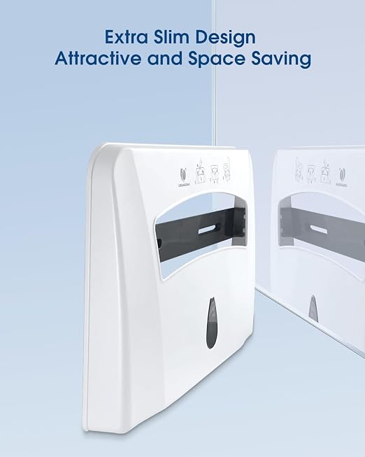 Toilet Seat Cover Dispenser, White, 2-Pcs | ABS, Wall Mounted, Compatible with Half-fold Disposable Liners, For Restroom/Bathroom/Commercial