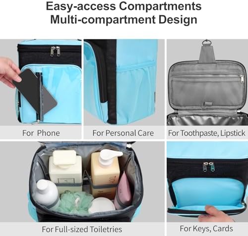 F-color Shower Caddy Portable for Dorm - Shower Bag Fits Full-Size Bottles