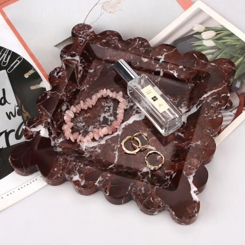 Square Marble Decorative Tray, Rosso Lepanto, 8 * 8