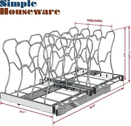 Simple Houseware Under Cabinet Pull Out Sliding Shelf Organizer, Chrome