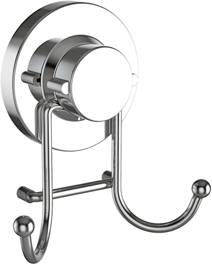 HOME SO Suction Cup Hooks for Shower & Bathroom Towel Holder 1-Pack – Suction Cups Hooks for Hanging Towels, Robes, & Coats - Tiles, Glass Door or Mirror – Shower and Towel Hooks - Chrome, Stainless