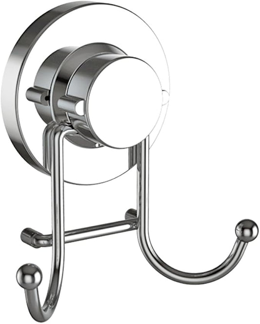 HOME SO Suction Cup Hooks for Shower & Bathroom Towel Holder 1-Pack – Suction Cups Hooks for Hanging Towels, Robes, & Coats - Tiles, Glass Door or Mirror – Shower and Towel Hooks - Chrome, Stainless