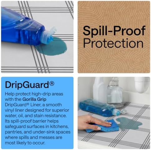GORILLA GRIP Shelf Liner, Kitchen Drawer Protector 12x240 Stripe Gray White