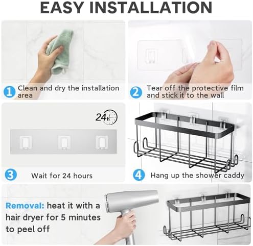 Shower Caddy Adhesive Replacement Flat, Transparent Adhesive Hooks