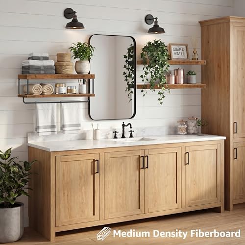 QEEIG Long Bathroom Floating Shelves Over Toilet (Brown, Set of 3, 23.6")