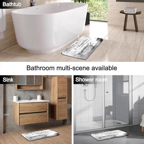 Lnond 4Pcs Shower Curtain Set with Toilet Lid Cover and Non-Slip Rugs for Bathroom,White Black Abstract Motivational Bathroom Sets with Shower Curtain and Rugs