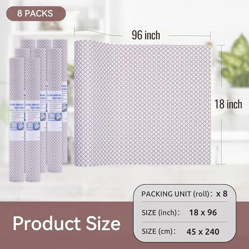 FIFTY FEET 18"x96" Non-Adhesive Shelf Liner for Kitchen Cabinets and Drawers, Washable Non-Slip PVC Cabinet Liner (Red Circle)(8 Roll)