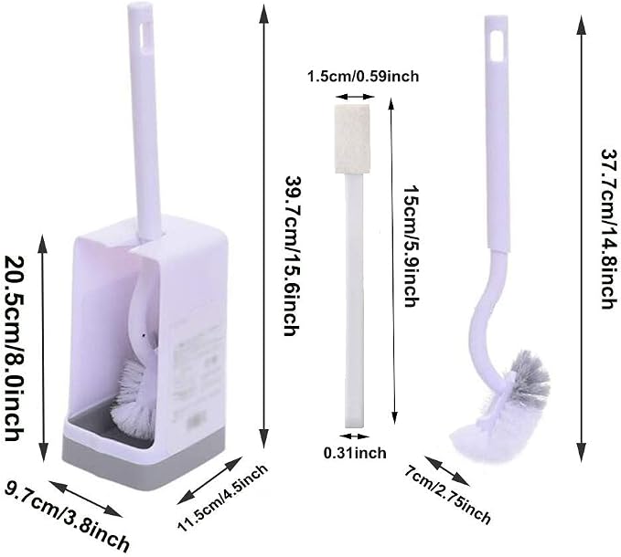 Marbarsse Bathroom Toilet Bowl Brush and Holder, Curved Design Toilet Brush for Deep Cleaning Under Rim, Best Toilet Brush Set, Easy Handy CompactToilet BowlCleaner Brush for Bathroom, 1 Pack