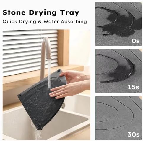Stone Drying Tray, Instant Dry Sink Organizer for Bathroom Kitchen Counter